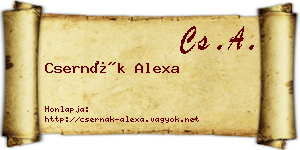 Csernák Alexa névjegykártya